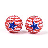 Independence Day Opaque Acrylic Round Beads OACR-T029-07B-1