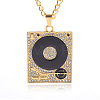 Alloy Crystal Rhinestone Enamel Turntable Pendant Necklaces for Unisex WG71EF5-01-1