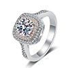 Rhodium Plated 925 Sterling Silver Micro Pave 6.5mm Cubic Zirconia Finger Rings for Women WGCD3AD-03-5