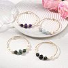 Round & Nuggets Natural & Synthetic Gemstone & Cultured Freshwater Pearl Beaded Bangles BJEW-JB14091-1