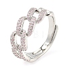 Curb Chains Shape Cubic Zirconia Adjustable Rings RJEW-Q781-05P-01-1