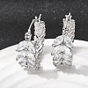 Leaf Brass Micro Pave Cubic Zirconia Hoop Earrings EJEW-P333-03P-1