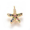 Golden Tone Brass Micro Pave Cubic Zirconia Charms ZIRC-L075-10A-G-2