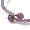 Natural Amethyst Beaded Cuff Bangles BJEW-JB13328-02-3
