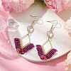 Braided Glass & 201 Stainless Steel Dangle Earrings EJEW-MZ00159-01-2