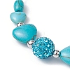 Heart Synthetic Turquoise Braided Bead Bracelets BJEW-JB09822-2