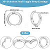 12 Pairs 304 Stainless Steel Huggie Hoop Earrings EJEW-SC0001-96S-2