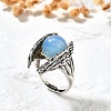 Natural & Synthetic Mixed Gemstone Wings Adjustable Rings RJEW-K241-04AS-4