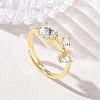 Flower Brass Glass Adjustable Finger Rings GL-CBA18A7-01G-04-1