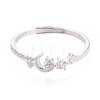 925 Sterling Silver Micro Pave Clear Cubic Zirconia Adjustable Finger Rings for Women STER-N016-144S-2