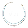 Glass Beaded Double Layer Necklaces NJEW-MZ00070-01-4