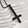 304 Stainless Steel Inverted Cross Pendant Box Chain Necklaces NJEW-NH0001-07EB-3