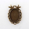 Vintage Tibetan Style Alloy Bird Pendant Cabochon Bezel Settings LS-TIBEP-M018-32AB-NF-1