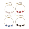 Alloy Glass Flower Beads Link Bracelets BJEW-JB13259-2