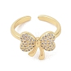 Bowknot Brass Micro Pave Clear Cubic Zirconia Open Cuff Rings RJEW-S417-03G-01-2