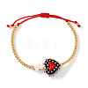Heart Handmade Lampwork & Cross Synthetic Turquoise Bead Braided Bracelets IA3546-1-1