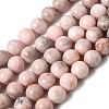 Natural Pink Zebra Jasper Round Bead Strands G-E334-8mm-11-2