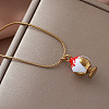 Christmas 304 Stainless Steel Enamel Apple Pendant Necklaces for Women TR7929-3