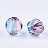 Two Tone Transparent Spray Painted Acrylic Corrugated Beads X-ACRP-T005-52A-2