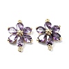 Brass Pave Medium Orchid Cubic Zirconia Connector Charms X-FIND-Z029-03G-1