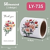50Pcs Rectangle with Flower Thank You Paper Self-Adhesive Stickers AJEW-S084-01B-1