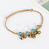 Alloy Bell & Porcelain Bead Charm Wax Cord Adjustable Anklets FS-WG54FA9-05-1