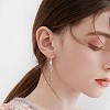 Anti-Tarnish Clear Cubic Zirconia Rhombus with Chain Tassel Dangle Earrings JE1041A-6