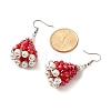 Glass with Shell Pearl Dangle Earrings for Women EJEW-TA00576-3