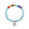 8MM Dyed Synthetic Turquoise Round Beaded Stretch Bracelets NN0284-11-1