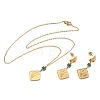 Rhombus 304 Stainless Steel Enamel Flower Pendant Necklaces & Stud Earrings Sets SA-CBA2C2A-02G-4
