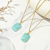 Natural Amazonite Rectangle Pendant 304 Stainless Steel Cable Chain Necklaces NJEW-JN06210-03-1