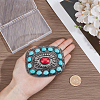 1Pc Rectangle Alloy & Synthetic Turquoise Buckles FIND-CL0002-38A-3