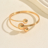 Minimalist Brass Three Round Beads Open Cuff Bangles for Women Daily Wear Jewelry PQ0230-1