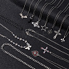 13Pcs 13 Style Cross & Skull & Heart & Butterfly Rhinestone Pendant Necklaces Set NJEW-AN0001-39-7