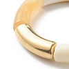 Chunky Curved Tube Beads Stretch Bracelet for Teen Girl Women BJEW-JB06991-01-4