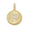 Brass Micro Pave Clear Cubic Zirconia Pendants KK-L253-17G-P-1