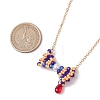 Glass Seed Beaded Bowknot Pendant Necklace NJEW-MZ00091-02-3