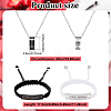 304 Stainless Rectangle Link Braided Bead Bracelets & Ring 201 Stainless Steel Pendant Necklaces SJEW-AN0001-46-2
