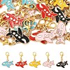 25Pcs 5 Colors Alloy Enamel Airplane Pendant Decorations HJEW-YW00489-1