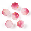 Frosted Baking Paint Crackle Glass Beads with Glitter Powder X1-DGLA-T004-6mm-01H-1