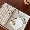 Adjustable Alloy Horse Eye Pendant Black Waxed Cord Long Necklaces for Women FS-WG001E9-02-1