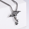 Retro Rock Punk Men's Dragon Sword 304 Stainless Steel Pendant Necklaces EG4389-1-1