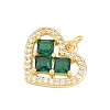 Valentine's Day Brass Micro Pave Cubic Zirconia Pendants KK-D258-10G-02-2