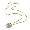 Natural Mexican Agate/Crazy Lace Agate Rectangle Pendant 304 Stainless Steel Cable Chain Necklaces NJEW-JN06210-01-3