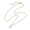 Natural Rose Quartz Heart Pendant 304 Stainless Steel Cable Chain Necklaces for Women NJEW-JN05796-02-4