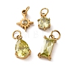 4Pcs 4 Styles 304 Stainless Steel & Glass Pendants GL-CBAC8BB-01G-11-1
