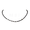 Brass and Faceted Round Natural Black Spinel Beaded Necklaces for Women NJEW-JN05657-02-3