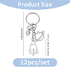 12Pcs Alloy & 304 Stainless Steel Robot & Rocket & Planet Keychains KEYC-FH00100-2