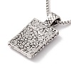 Alloy Rectangle with Cross Pendant Necklace with 201 Stainless Steel Box Chains NJEW-E016-01AS-3