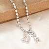 Mother's Day Brass Micro Pave Clear Cubic Zirconia Mom Heart Pendant Necklaces for Women NJEW-A071-06B-P-3